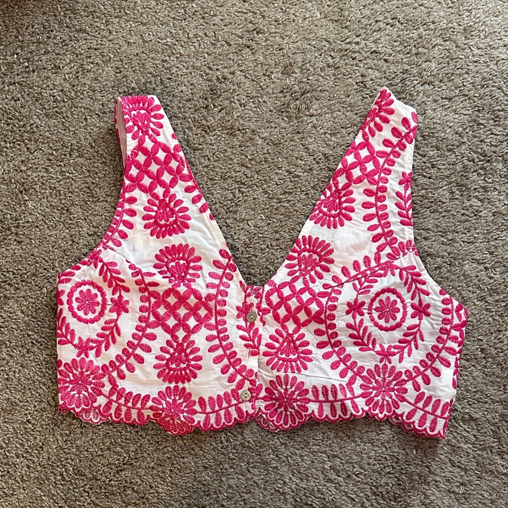 Pink Embroidered Women's Top